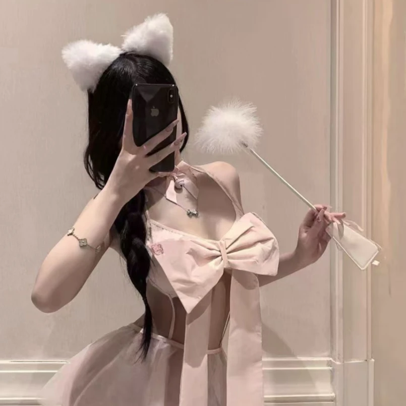 柔魅（80-150斤）兔子粉色蕾丝显瘦性感夏季洛丽塔日系甜美软妹