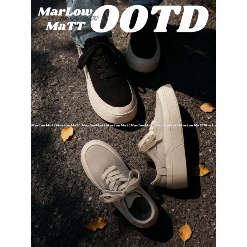 MarlowMatt美式高街黑白拼接极简穿搭板鞋青少年Cleanfit软底潮鞋