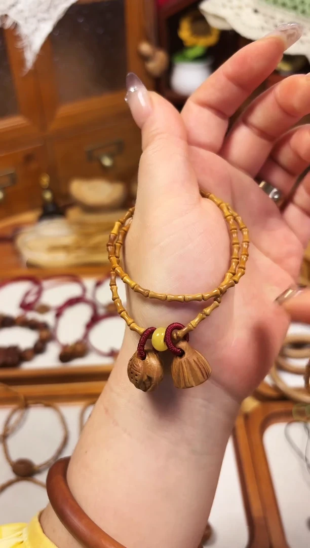 手串桃核双圈 竹节手串  福运连连 福字加莲蓬 备注手围