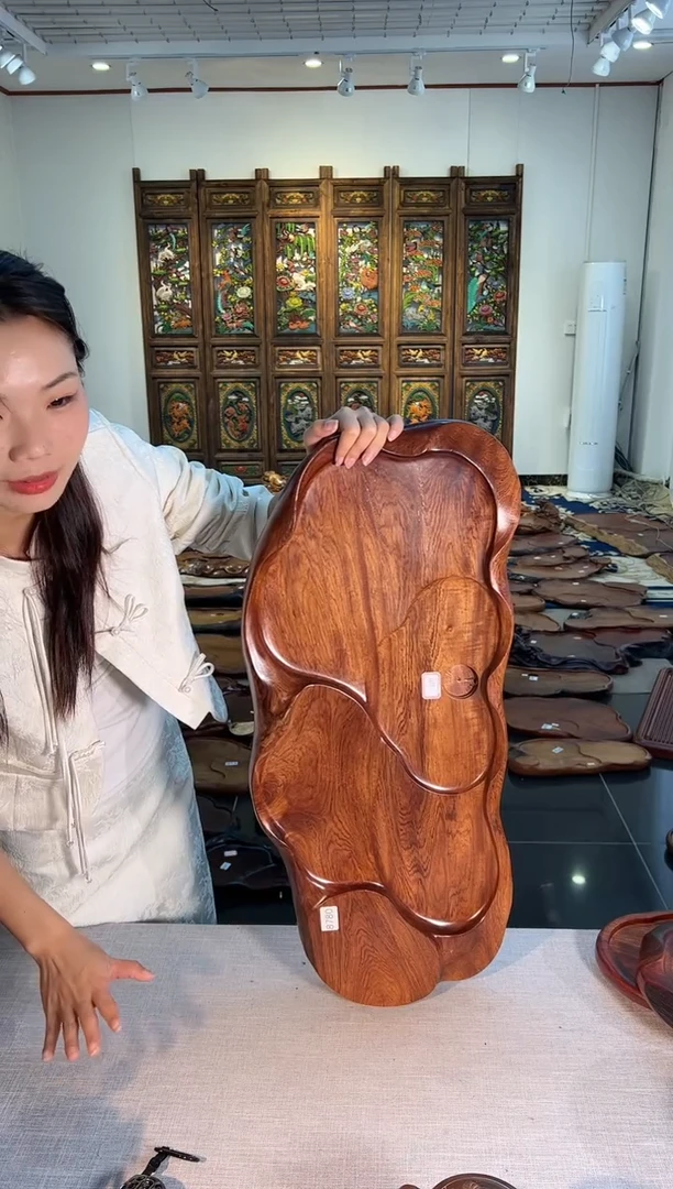 【闪购商品】大果紫檀（缅甸花梨）茶盘8780