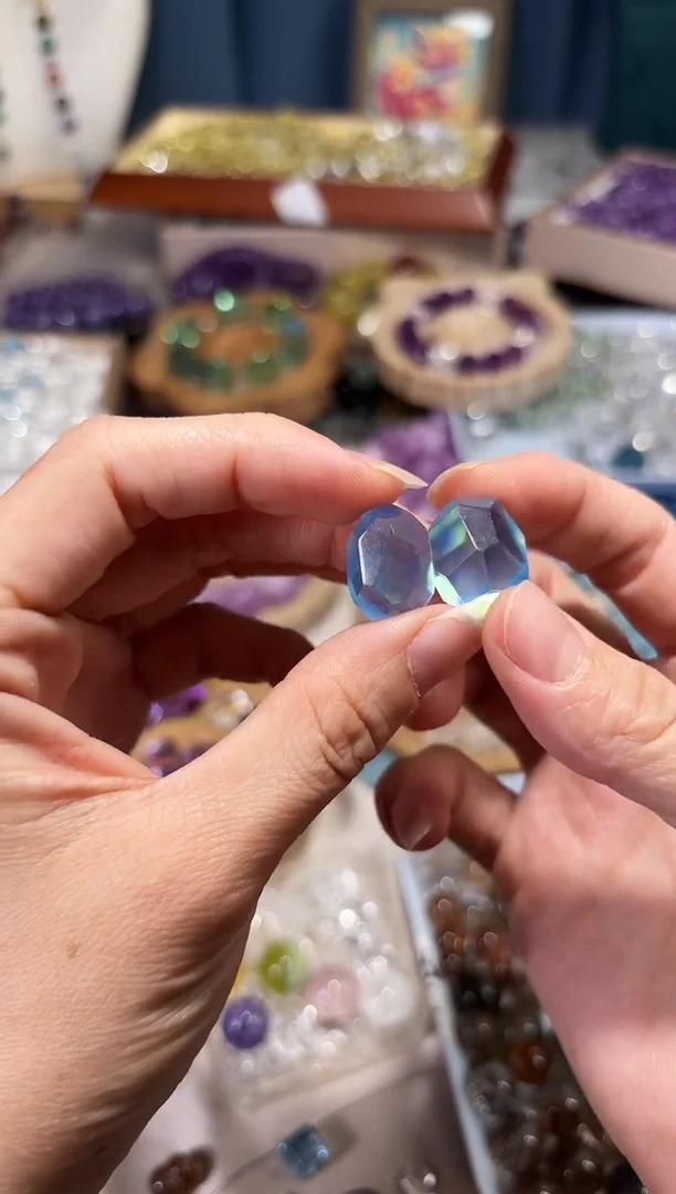 水晶手串未镶嵌我****好Z92海蓝宝随型两颗拍3