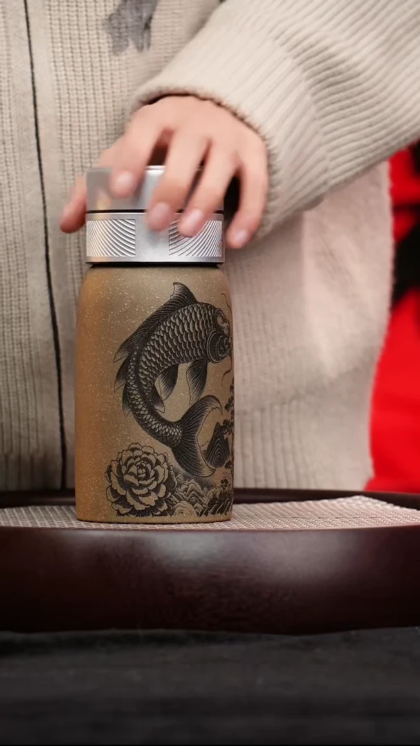 茶壶紫砂宜兴紫砂段泥莲莲有鱼随行杯