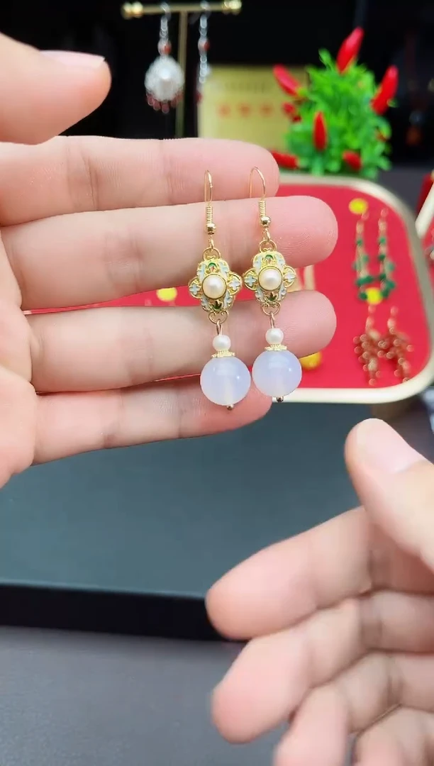 【闪购商品】玛瑙/玉髓耳钉银S925镶嵌325000