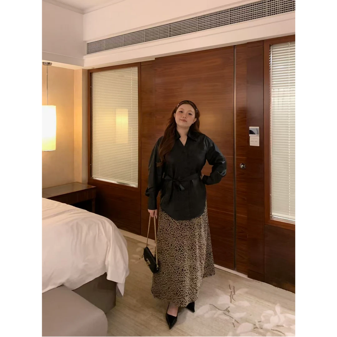 慧芝huizhi HZ270皮衣衬衫 定制款 宽松显瘦气质有质感皮衣衬衫