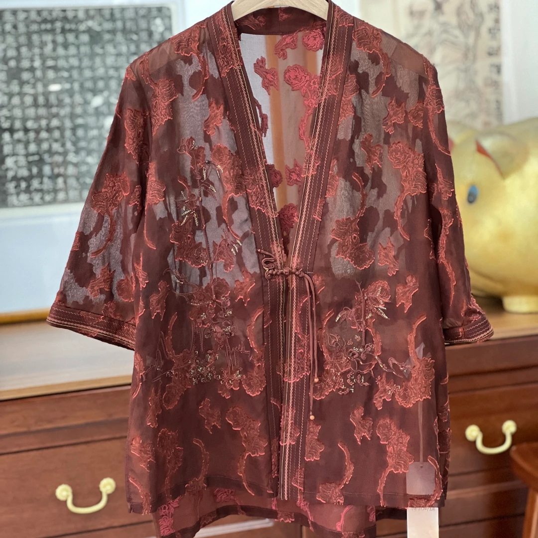 【展品】桑蚕丝女士V领上衣 10000362