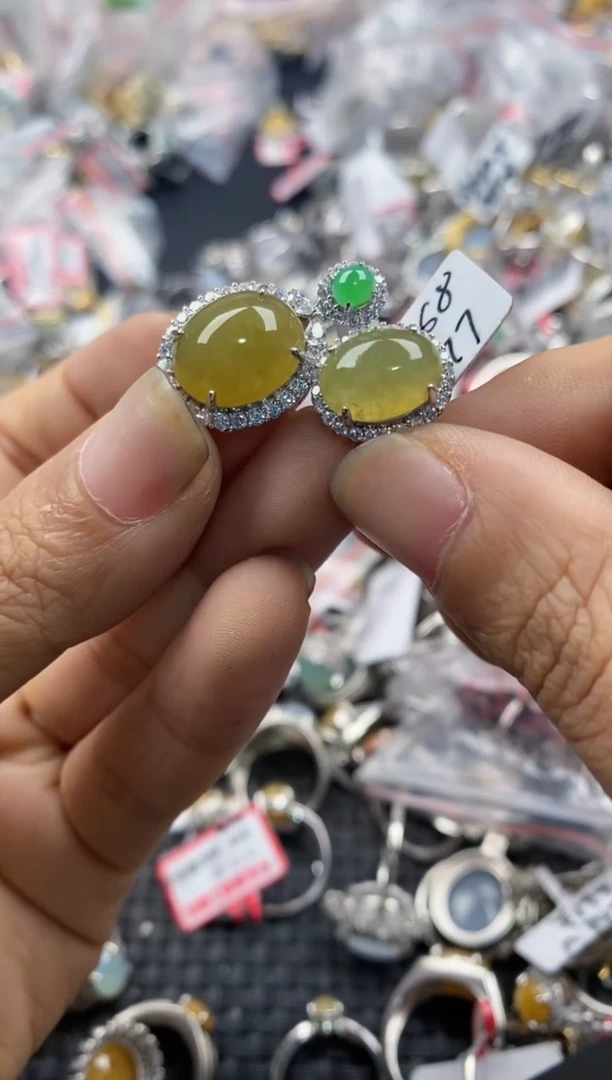 银S925镶嵌戒指翡翠444---5