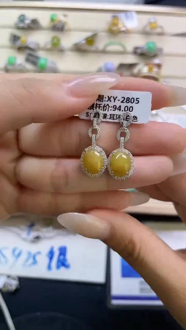 银S925镶嵌戒指翡翠翡翠 蛋面 银S925镶嵌