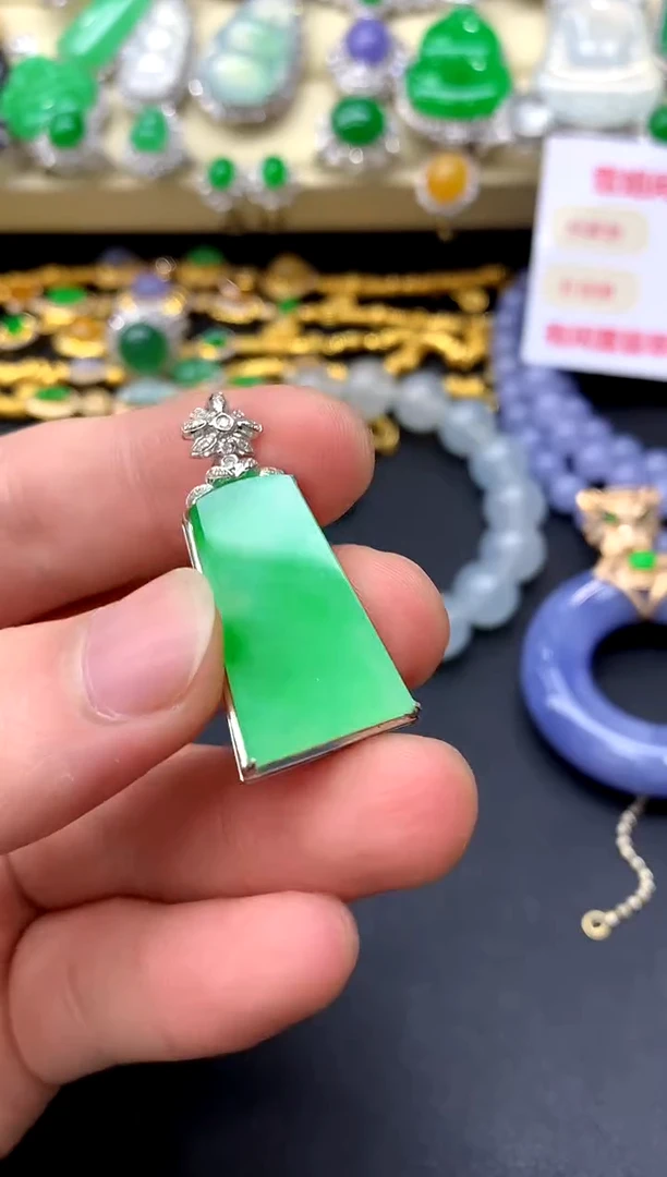 颈饰18K金镶嵌翡翠290-中国好珍宝