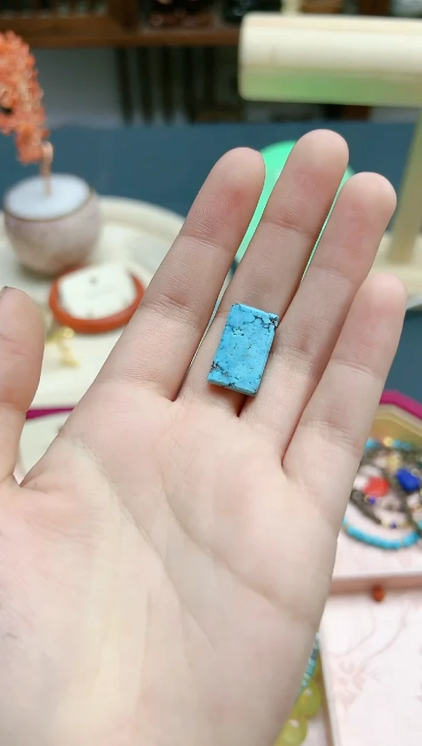 【闪购商品】绿松石配饰未镶嵌松石方牌配饰*1 ZD编绳