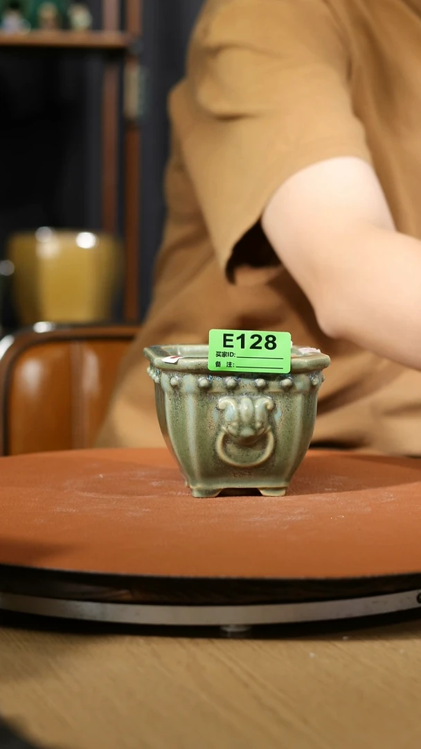 【石湾花盆】3.5寸切角兽头圆盆128