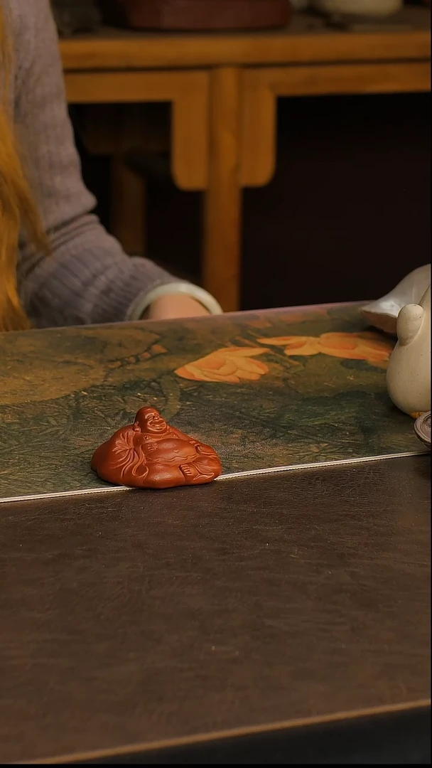 紫砂茶宠朱泥弥勒