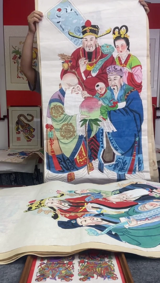 三星麻古观音斗姆元君手工制作卷轴