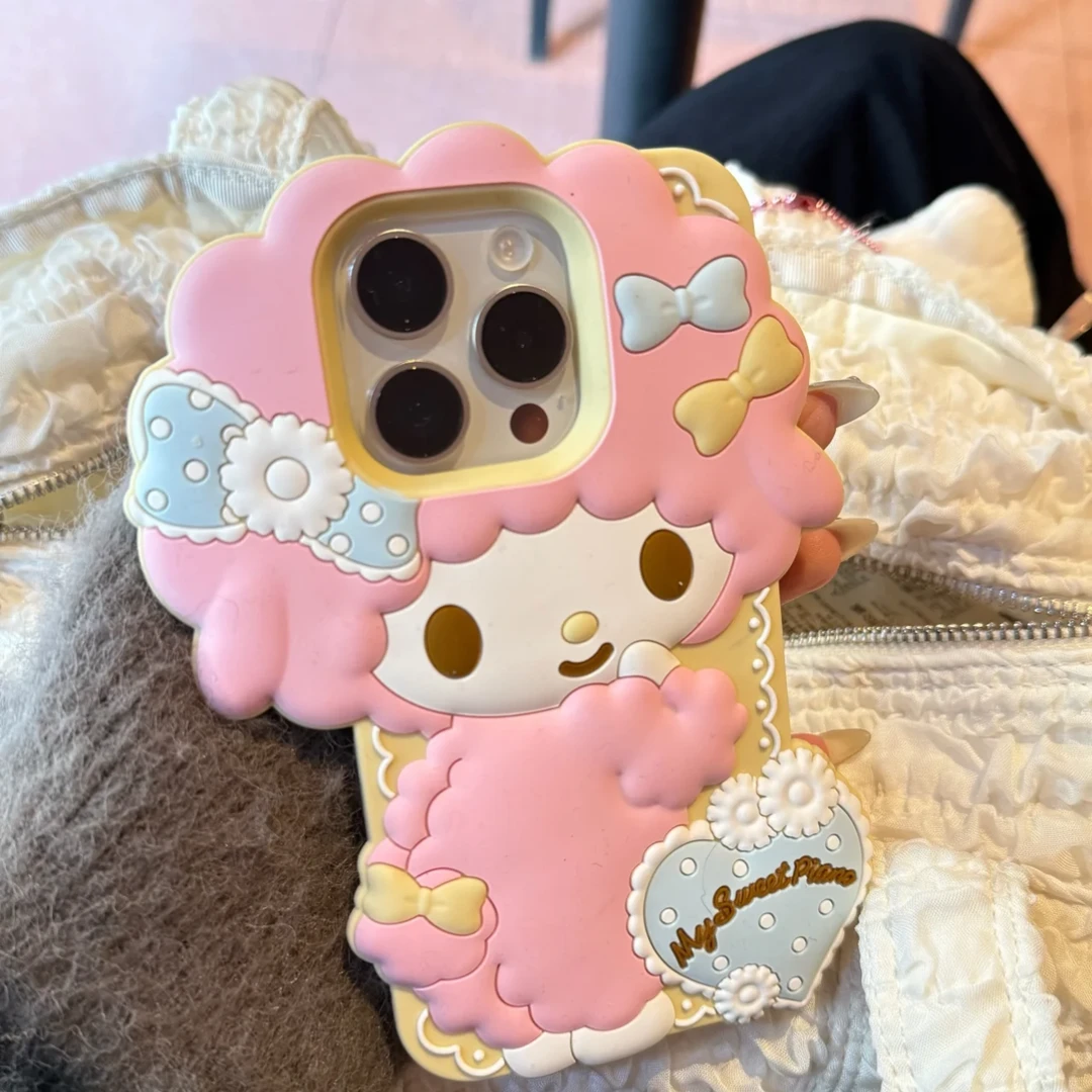 少女粉爱心小羊适用iPhone16系列手机壳苹果15Promax硅胶14可爱13