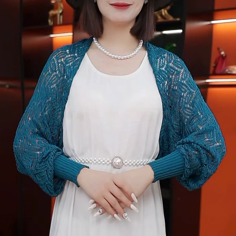 春夏披肩女空调房披肩开车护肩颈旗袍外搭百搭冰丝镂空坎肩护颈椎