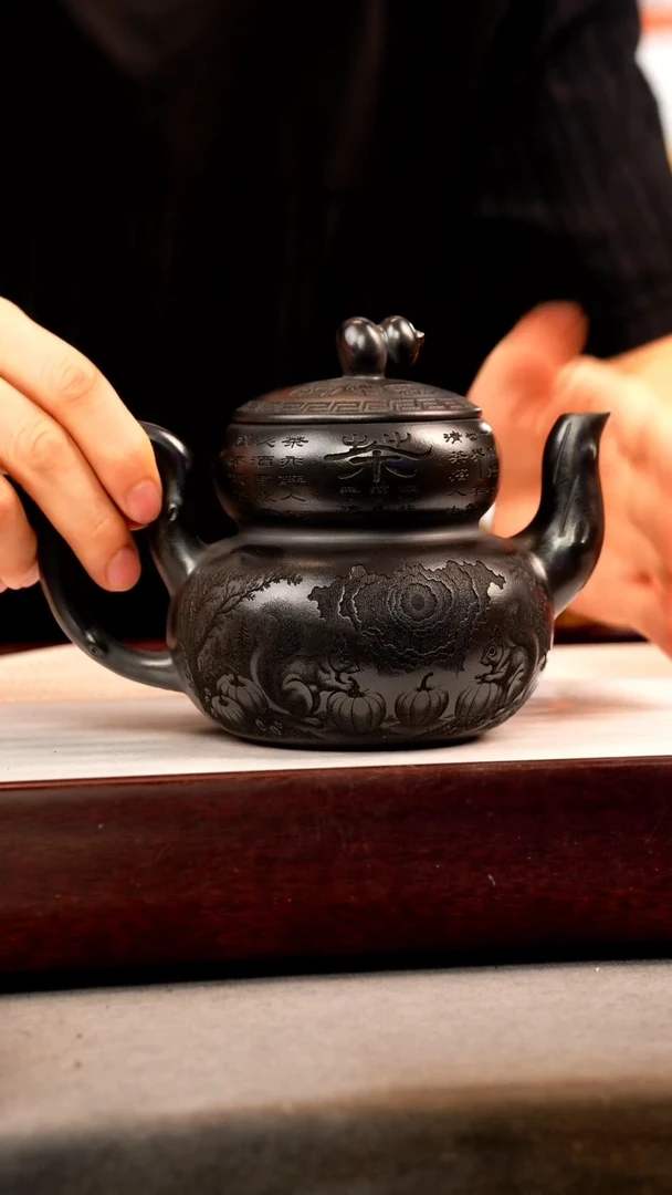 茶壶紫砂石黄 葫芦 鼠来宝