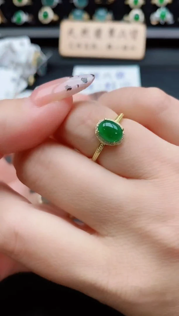 银S925镶嵌戒指翡翠1