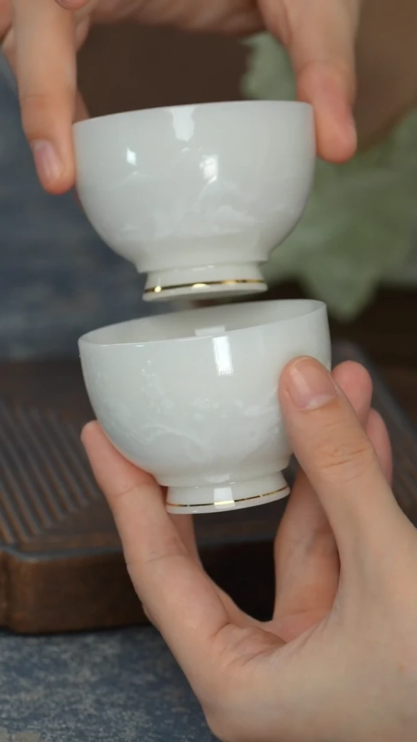 【冰种眉梢山水小杯对杯】【9西泠礼盒】