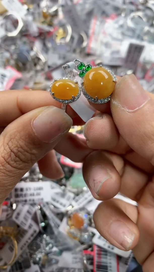 银S925镶嵌戒指翡翠12    3