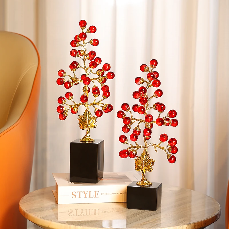 电视柜装饰品摆件水晶树葡萄摆设时尚新房客厅玄关酒柜摆件工艺品