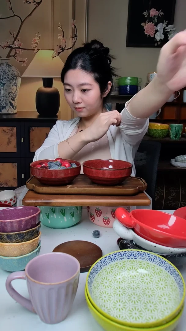 陶瓷凌*红瓷窑变深盘 一只装