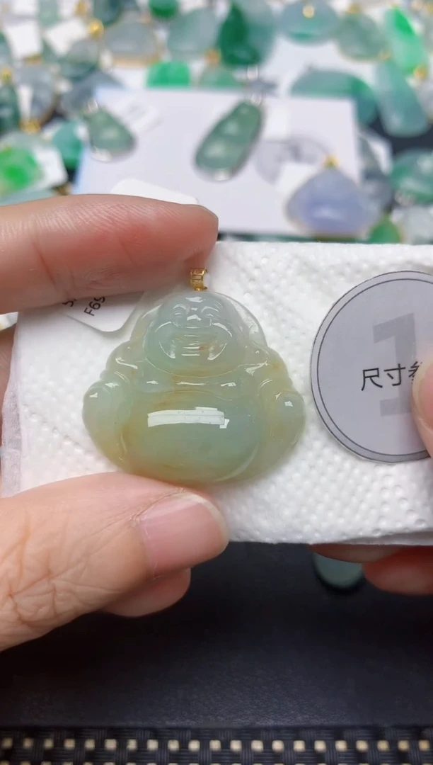 颈饰18K金镶嵌翡翠天然缅甸A货翡翠