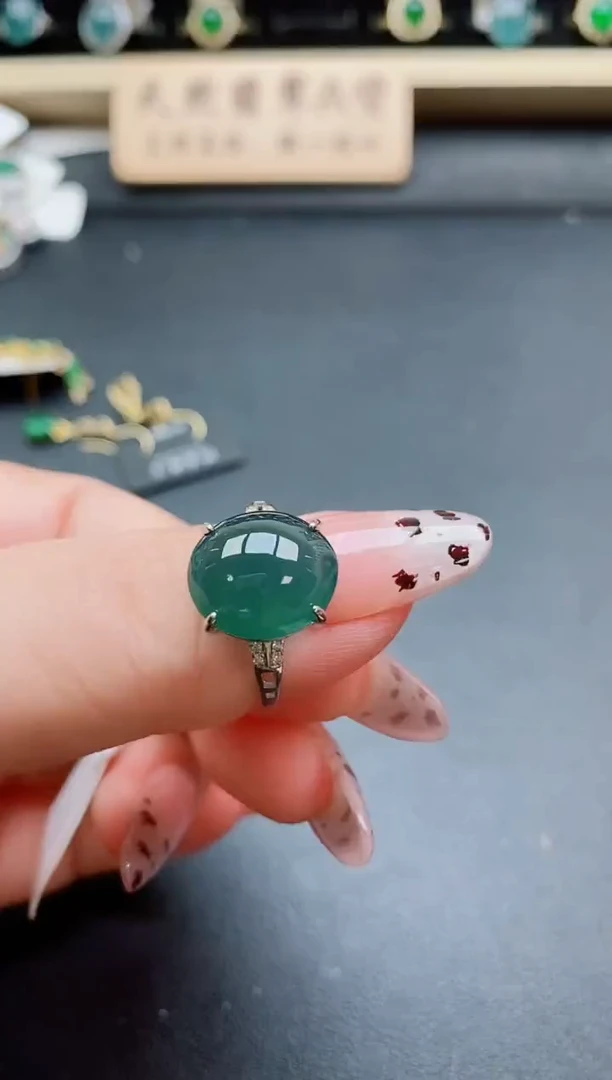 银S925镶嵌戒指翡翠1