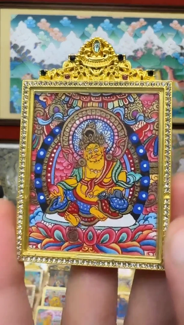 吊坠黄财神-热贡纯手绘唐卡吊坠