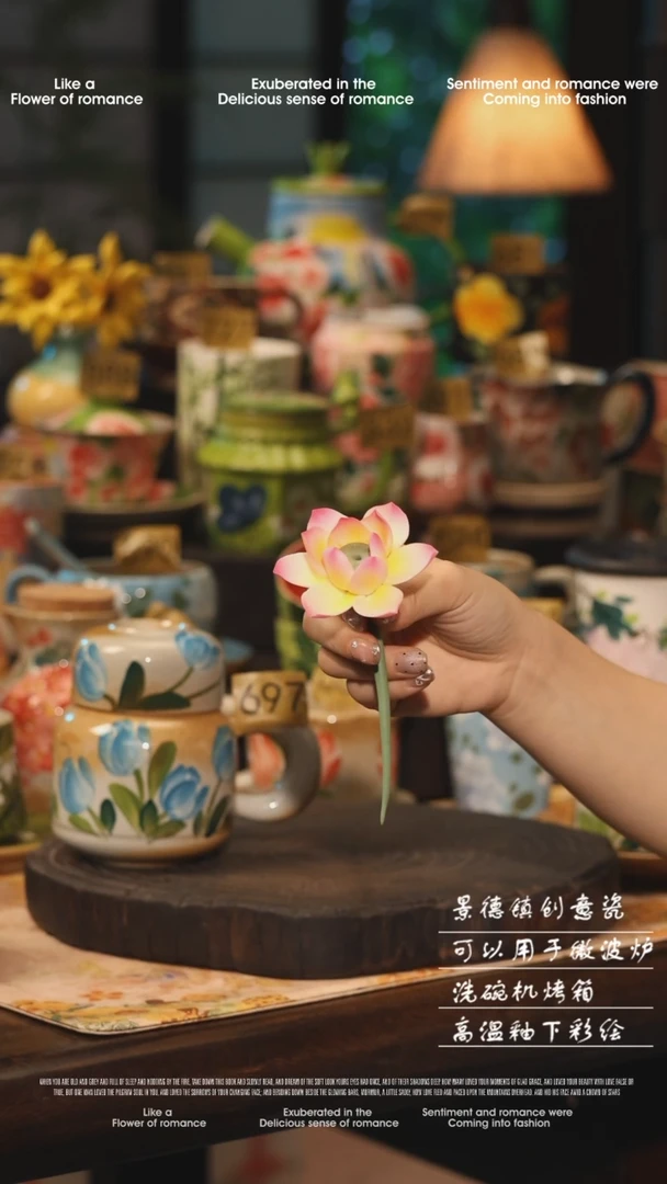 陶瓷景德镇高温釉下彩绘设计师款式