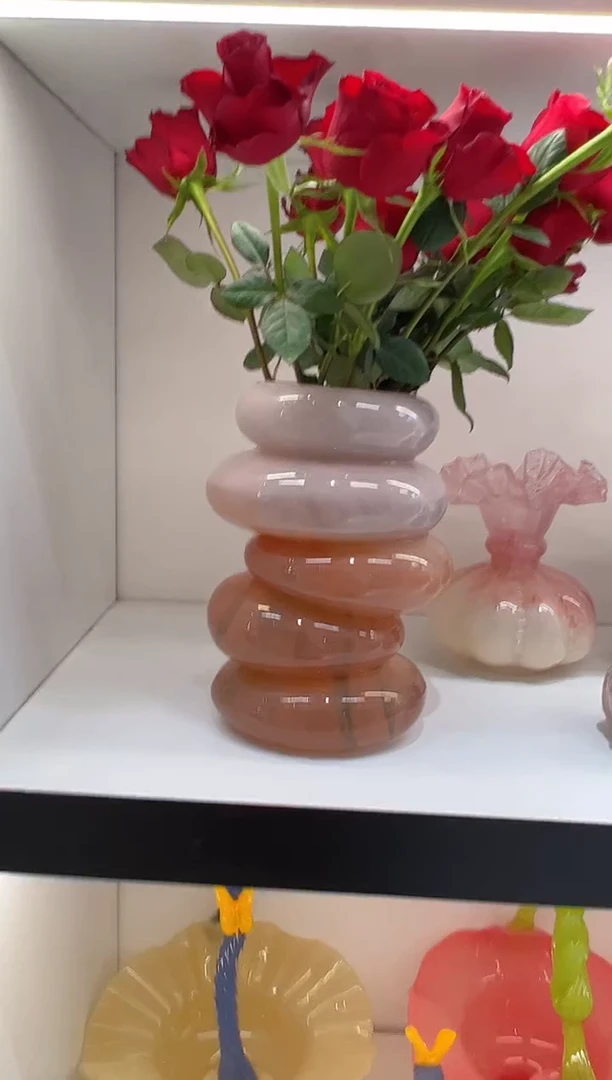 【闪购商品】琉璃螺纹粉渐变花瓶