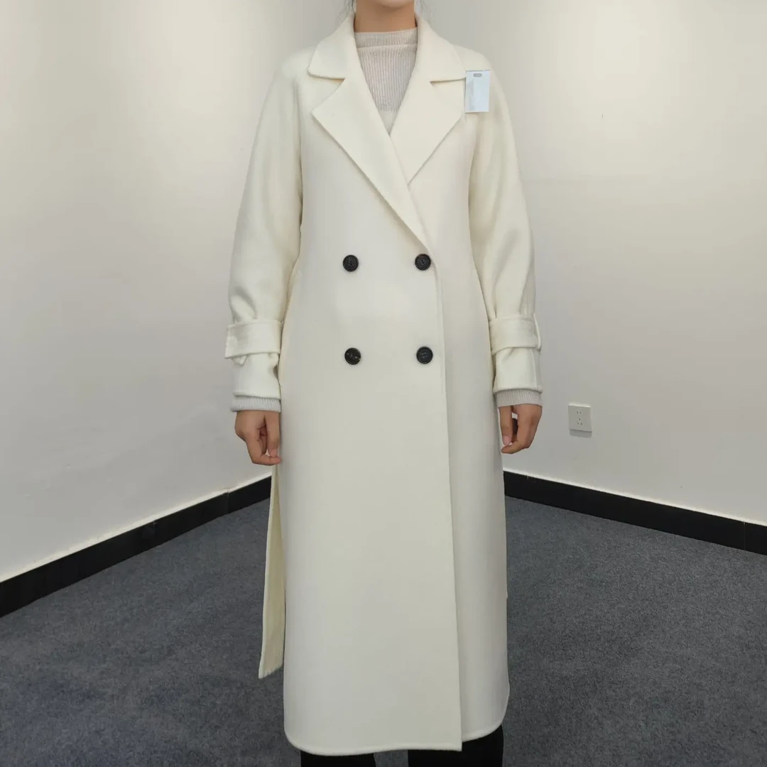 LP平替版120支超细澳毛双面呢大衣时尚百搭女士毛呢纯山羊绒长款