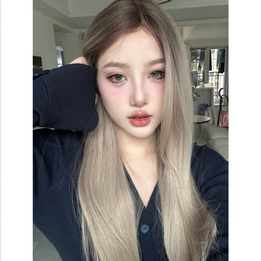 【心电感应】小额蕾丝假发自然仿真辣妹渐变中分直发女全头套假发