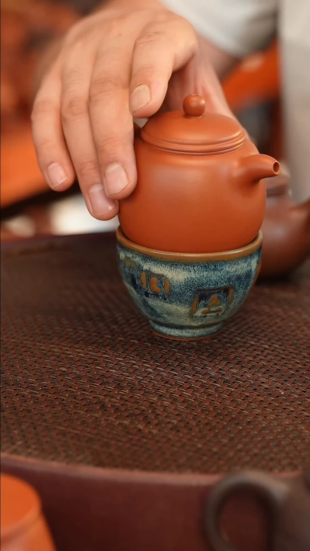 茶壶紫砂一壶一杯 朱泥 半手工 匏尊 190cc