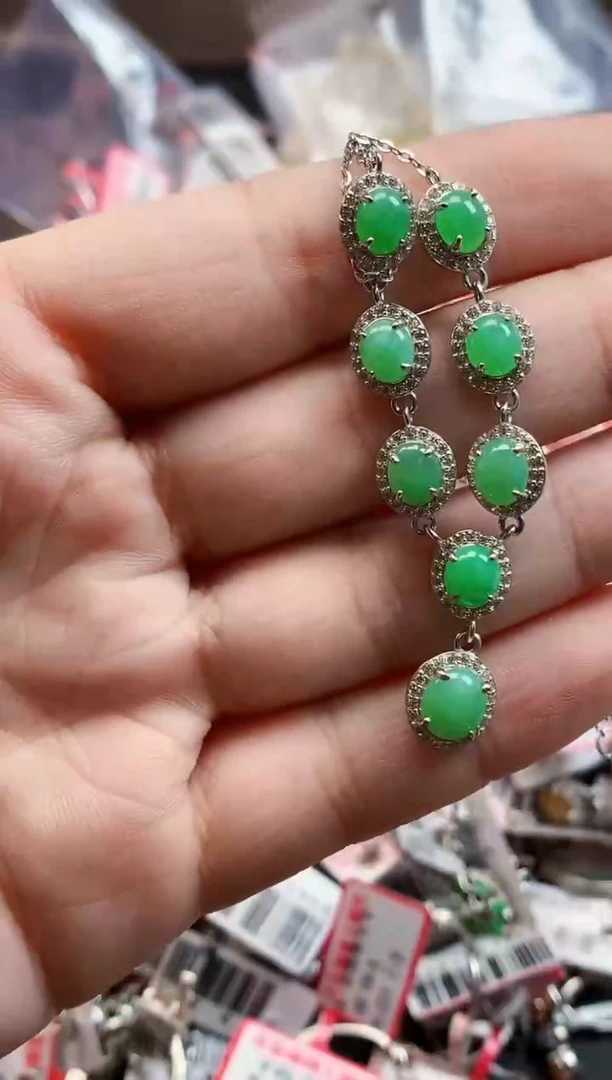 银S925镶嵌戒指翡翠天然A货缅甸翡翠