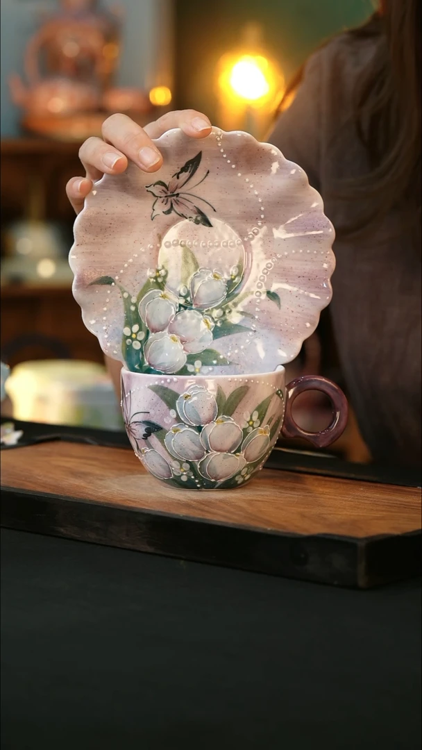 杯手绘心瓷陶瓷浮力