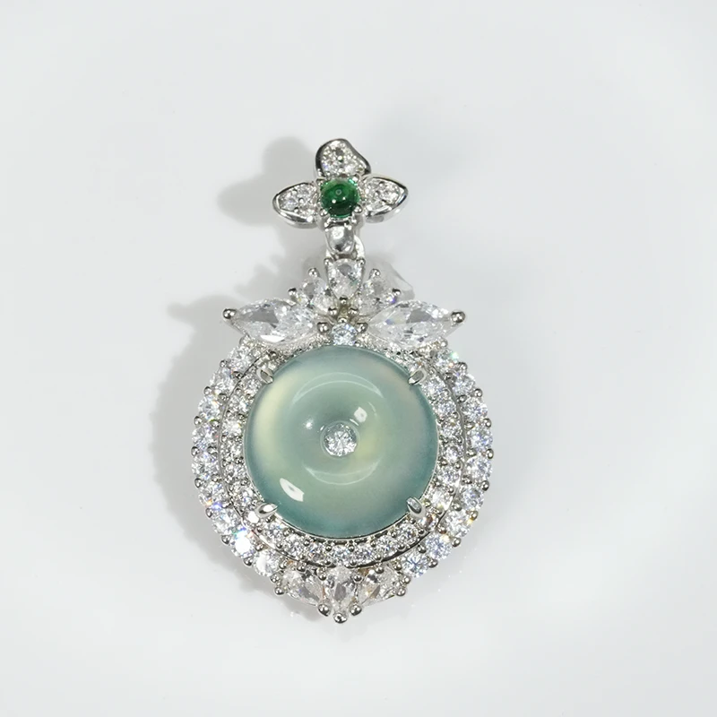 天然翡翠平安扣吊坠A货蓝水简约日常轻奢款-多样性发1