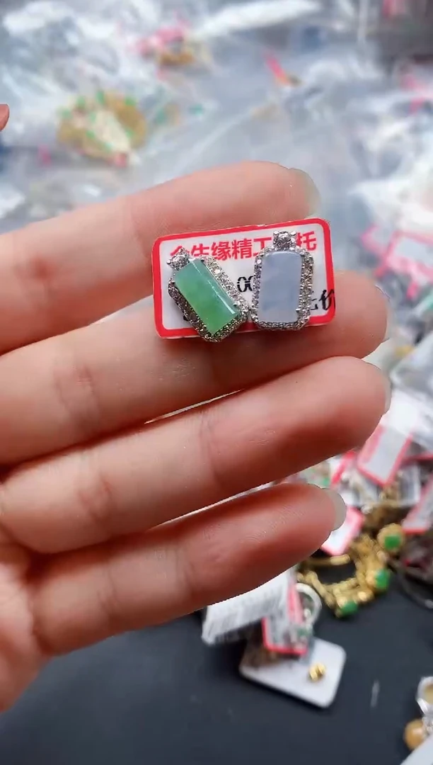 银S925镶嵌戒指翡翠天然A货缅甸翡翠