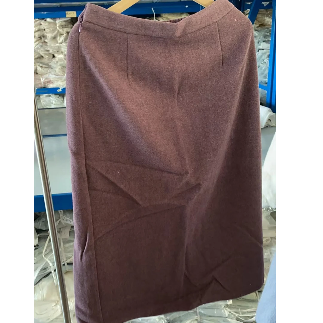 通勤风高腰常规半身裙百搭纯色A字开叉包臀长款女士气质