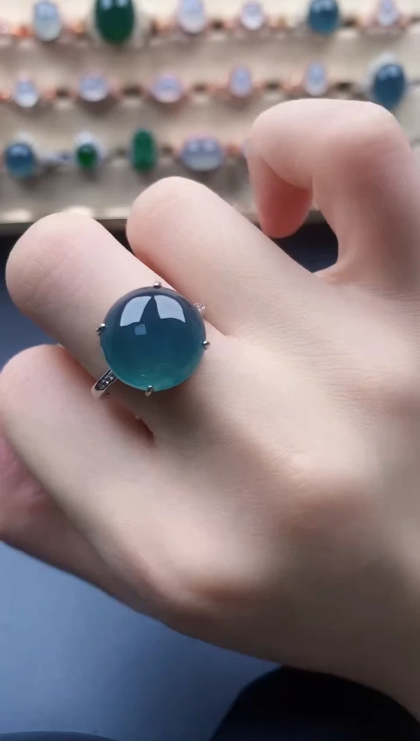 翡翠戒指银S925镶嵌一物一证一礼盒