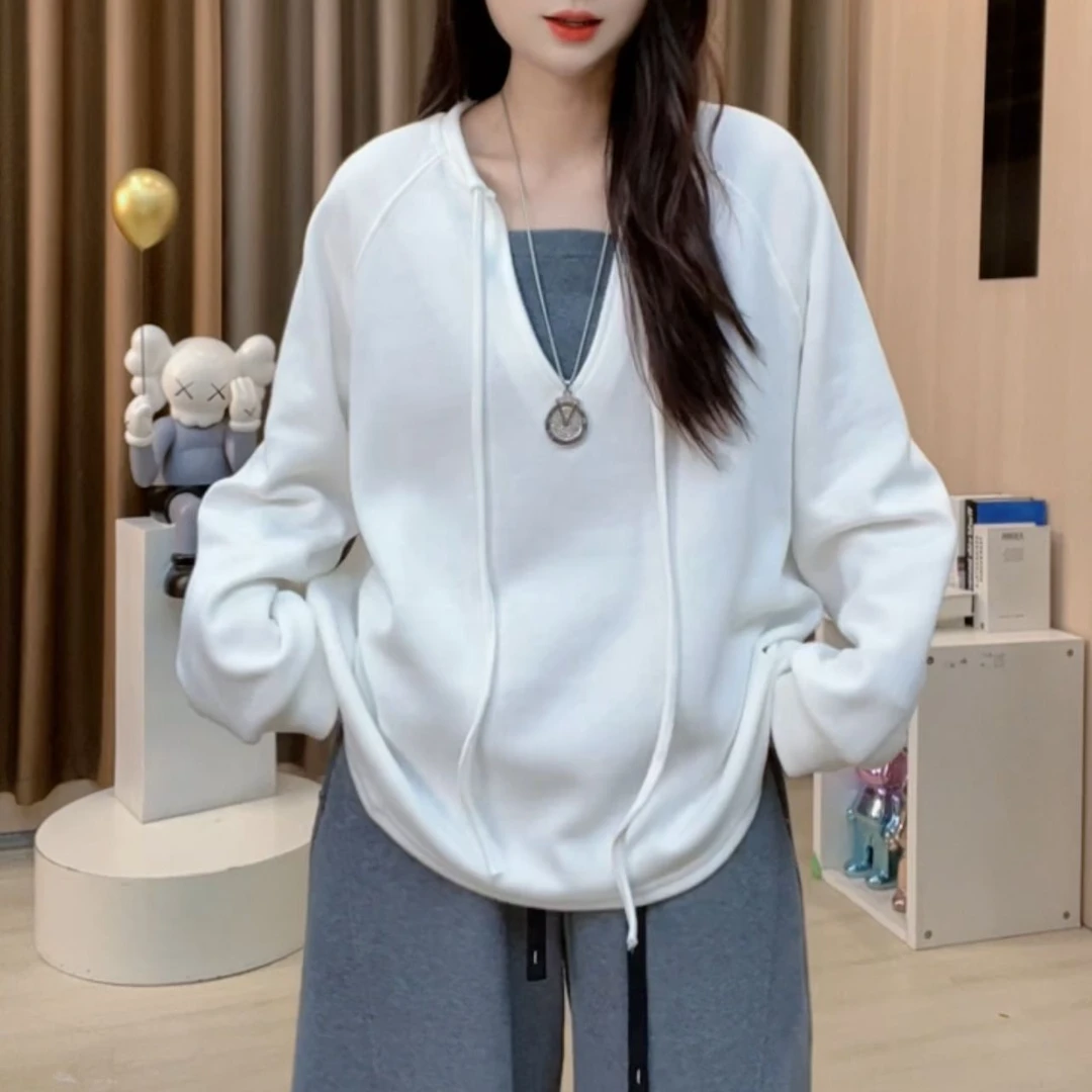 2025秋季新款女装休闲ins韩版女装长袖修身型假两件卫衣B246