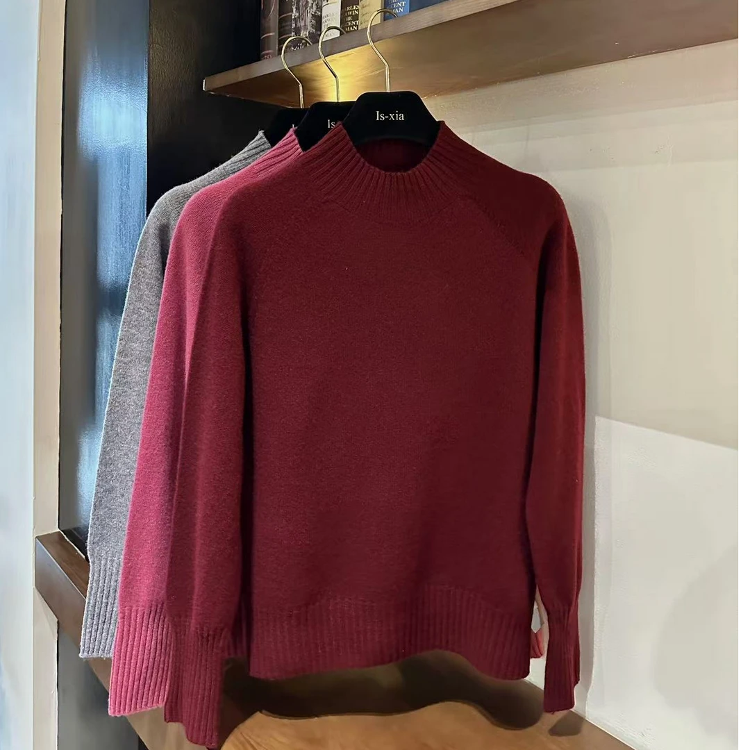 【常穿之作】100%羊毛·特调色系时尚休闲百搭半高领毛呢针织衫