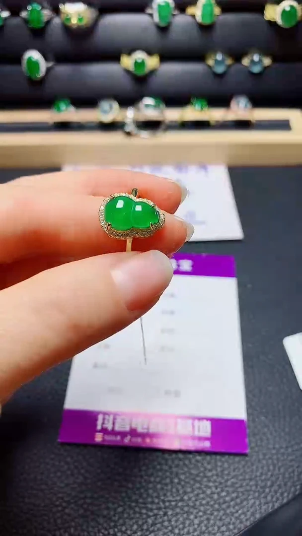 银S925镶嵌戒指翡翠天然翡翠A货s925银镶