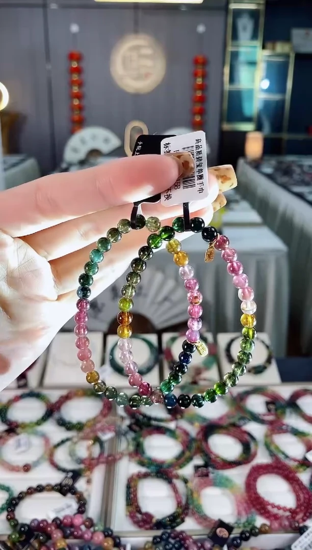 未镶嵌老矿碧玺透体单圈手串5mm+碧玺dan多样性发货一条