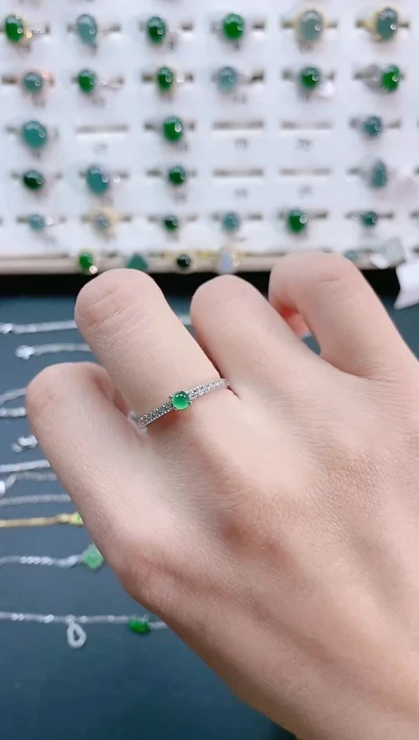 【闪购商品】翡翠戒指银S925镶嵌天然翡翠