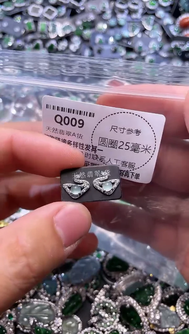 翡翠未镶嵌颈饰Q009耳钉