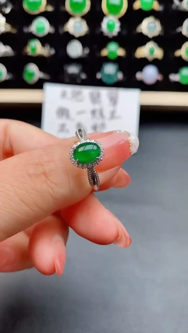 【闪购商品】翡翠戒指银S925镶嵌0850