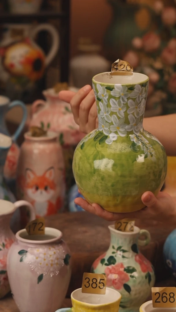 陶瓷420景德镇设计师手作花器摆件侘寂风