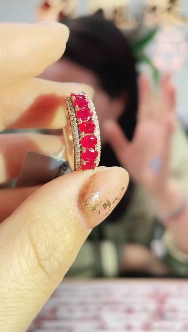 银S925镶嵌戒指红宝石戒指