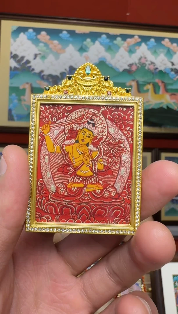 吊坠红唐文殊-热贡元旦唐卡画院 娜娜