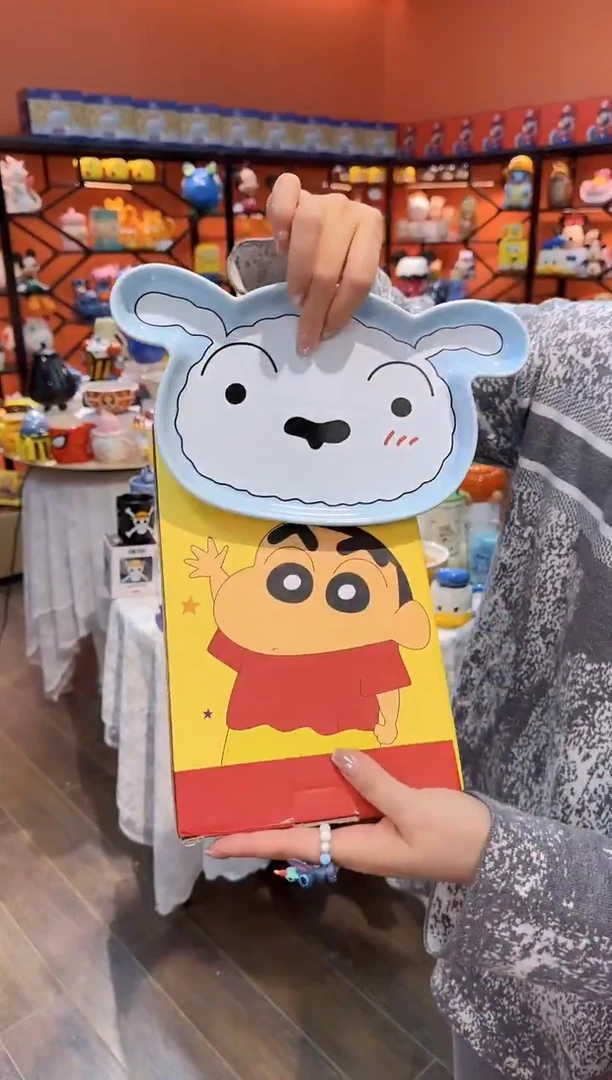 瓷片@@蜡笔小新小白异形陶瓷水果盘