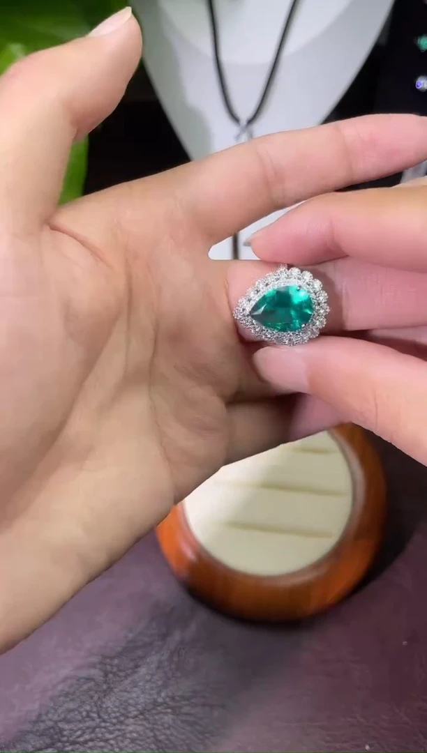 合金合成钻石帕拉伊巴水滴戒指